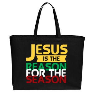 Jesus Is The Reason For The Season Christian Christmas Xmas Gift Cotton Canvas Jumbo Tote