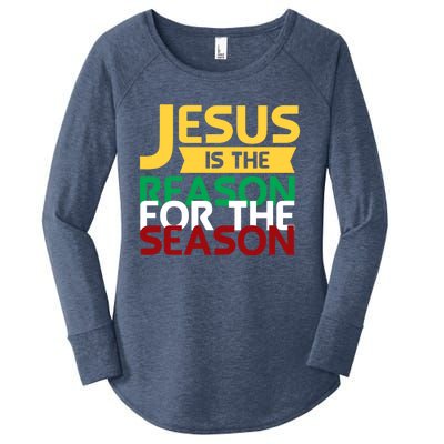 Jesus Is The Reason For The Season Christian Christmas Xmas Gift Women's Perfect Tri Tunic Long Sleeve Shirt