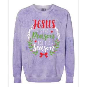 Jesus Is The Reason For The Season Christian Christmas Gift Colorblast Crewneck Sweatshirt