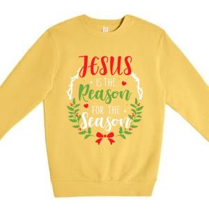 Jesus Is The Reason For The Season Christian Christmas Gift Premium Crewneck Sweatshirt