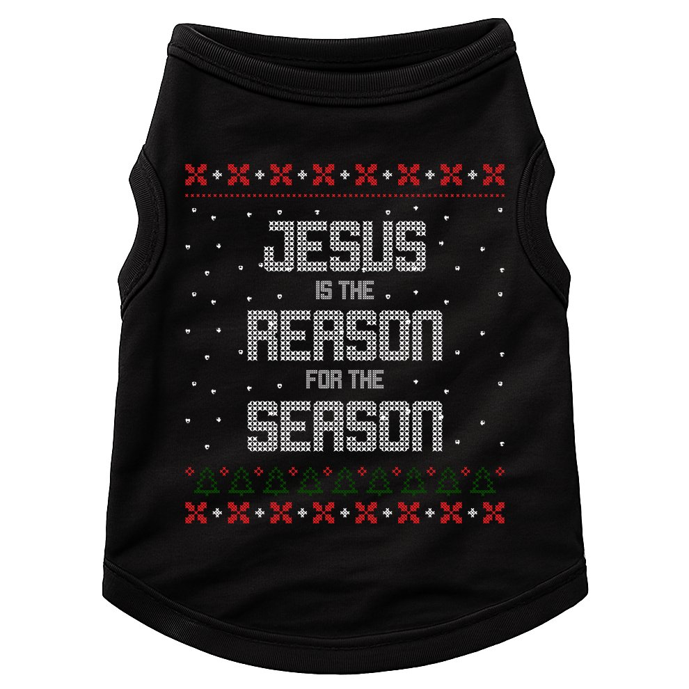 Jesus Is The Reason For The Season Ugly Christmas Sweater Doggie Tank