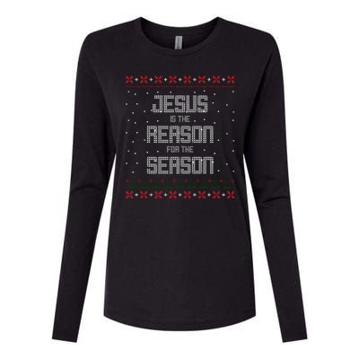 Jesus Is The Reason For The Season Ugly Christmas Sweater Womens Cotton Relaxed Long Sleeve T-Shirt