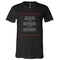 Jesus Is The Reason For The Season Ugly Christmas Sweater V-Neck T-Shirt