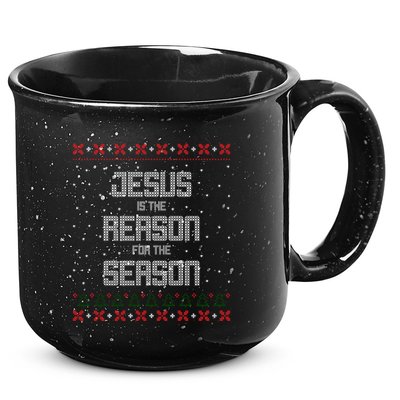 Jesus Is The Reason For The Season Ugly Christmas Sweater 15oz Campfire Ceramic Mug