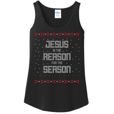 Jesus Is The Reason For The Season Ugly Christmas Sweater Ladies Essential Tank