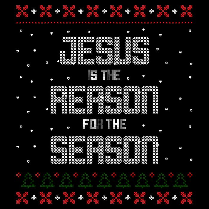 Jesus Is The Reason For The Season Ugly Christmas Sweater Flat Bill Trucker Hat