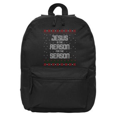 Jesus Is The Reason For The Season Ugly Christmas Sweater 16 in Basic Backpack