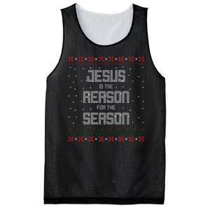 Jesus Is The Reason For The Season Ugly Christmas Sweater Mesh Reversible Basketball Jersey Tank