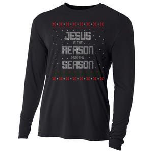 Jesus Is The Reason For The Season Ugly Christmas Sweater Cooling Performance Long Sleeve Crew