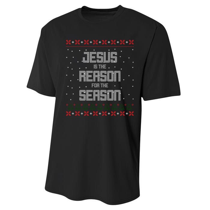 Jesus Is The Reason For The Season Ugly Christmas Sweater Performance Sprint T-Shirt