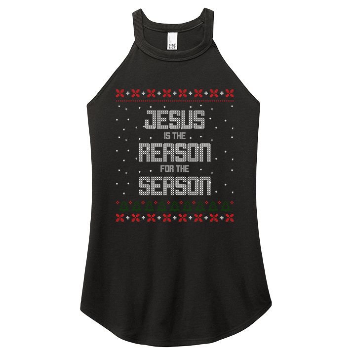 Jesus Is The Reason For The Season Ugly Christmas Sweater Women's Perfect Tri Rocker Tank