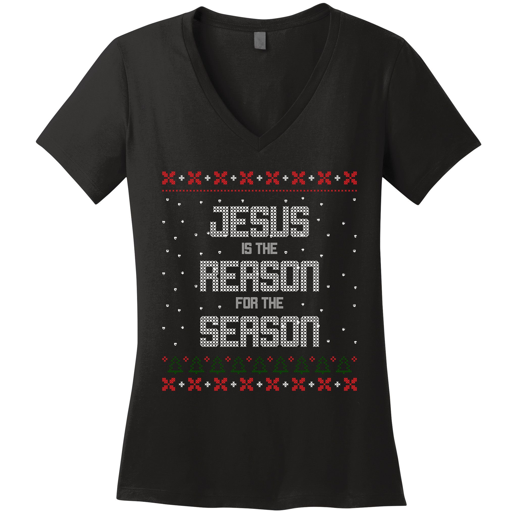 Jesus Is The Reason For The Season Ugly Christmas Sweater Women's V-Neck T-Shirt