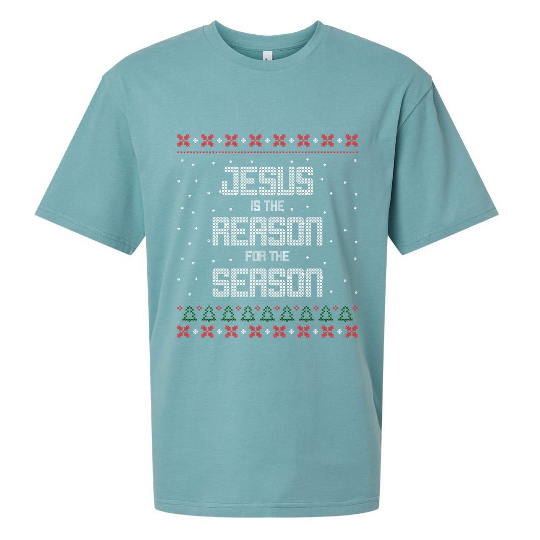 Jesus Is The Reason For The Season Ugly Christmas Sweater Sueded Cloud Jersey T-Shirt