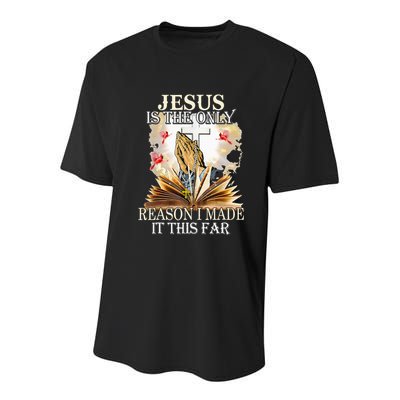 Jesus Is The Only Reason I Made It This Far Fun Christian Youth Performance Sprint T-Shirt