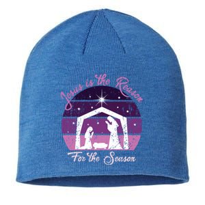 Jesus Is The Reason For The Season Christmas Nativity Retro Cool Gift Sustainable Beanie