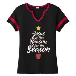 Jesus Is The Reason For The Season Christian Christmas Xmas Ladies Halftime Notch Neck Tee