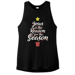 Jesus Is The Reason For The Season Christian Christmas Xmas Ladies PosiCharge Tri-Blend Wicking Tank