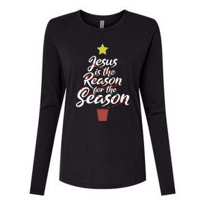 Jesus Is The Reason For The Season Christian Christmas Xmas Womens Cotton Relaxed Long Sleeve T-Shirt