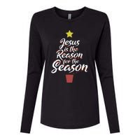 Jesus Is The Reason For The Season Christian Christmas Xmas Womens Cotton Relaxed Long Sleeve T-Shirt