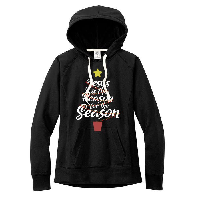 Jesus Is The Reason For The Season Christian Christmas Xmas Women's Fleece Hoodie