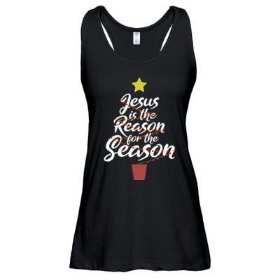 Jesus Is The Reason For The Season Christian Christmas Xmas Ladies Essential Flowy Tank