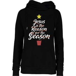 Jesus Is The Reason For The Season Christian Christmas Xmas Womens Funnel Neck Pullover Hood