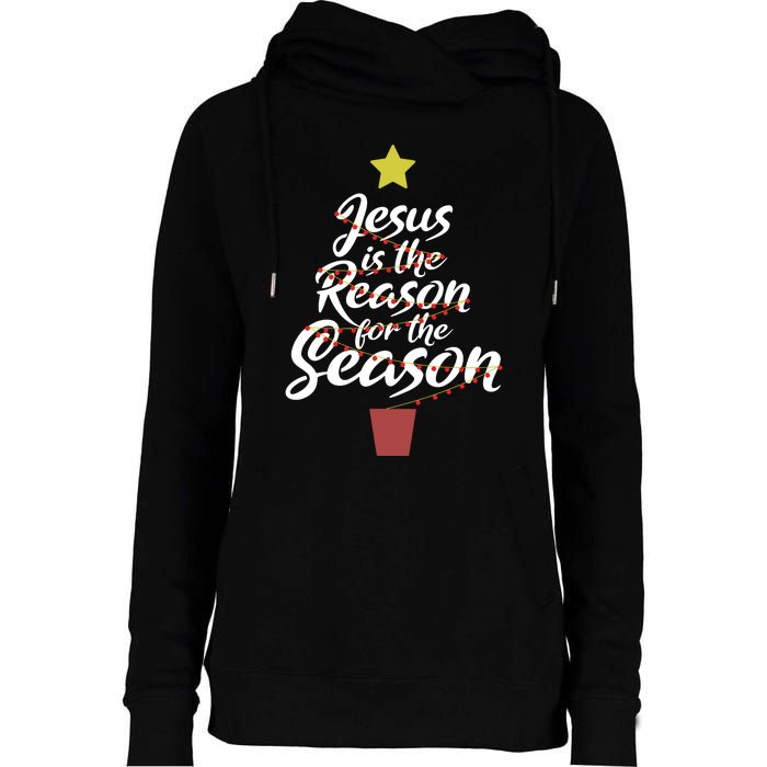 Jesus Is The Reason For The Season Christian Christmas Xmas Womens Funnel Neck Pullover Hood