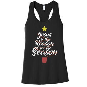 Jesus Is The Reason For The Season Christian Christmas Xmas Women's Racerback Tank