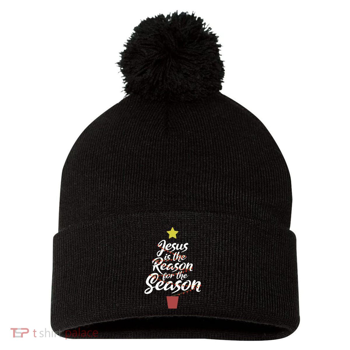 Jesus Is The Reason For The Season Christian Christmas Xmas Pom Pom 12in Knit Beanie