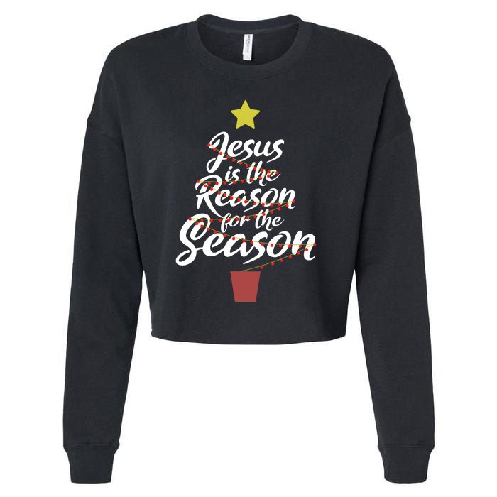 Jesus Is The Reason For The Season Christian Christmas Xmas Cropped Pullover Crew