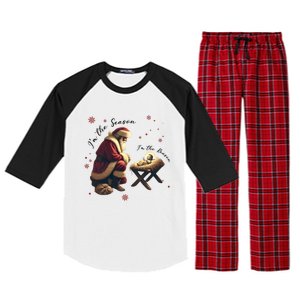 Jesus Is The Reason Santa For The Season Christian Christmas Gift Raglan Sleeve Pajama Set