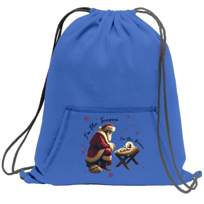 Jesus Is The Reason Santa For The Season Christian Christmas Gift Sweatshirt Cinch Pack Bag