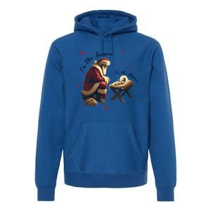 Jesus Is The Reason Santa For The Season Christian Christmas Gift Premium Hoodie