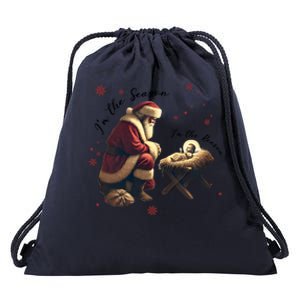 Jesus Is The Reason Santa For The Season Christian Christmas Gift Drawstring Bag