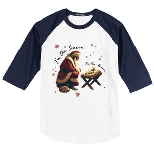 Jesus Is The Reason Santa For The Season Christian Christmas Gift Baseball Sleeve Shirt