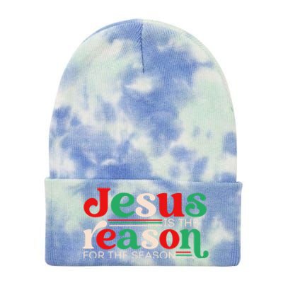 Jesus Is The Reason For The Season Christmas Christian Retro Cute Gift Tie Dye 12in Knit Beanie