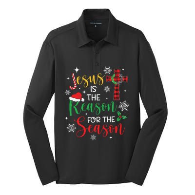 Jesus Is The Reason For The Season Christian Faith Christmas Silk Touch Performance Long Sleeve Polo