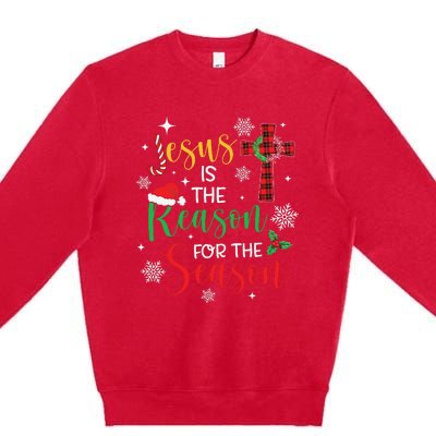 Jesus Is The Reason For The Season Christian Faith Christmas Premium Crewneck Sweatshirt