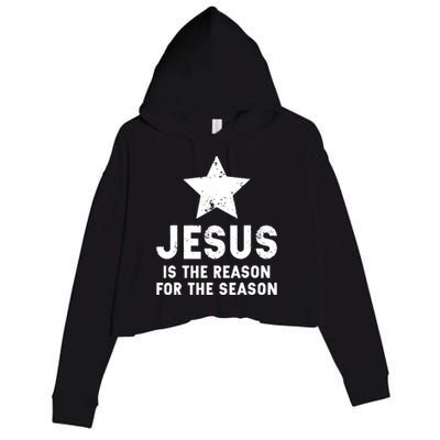 Jesus Is The Reason For The Season Christian Christmas Xmas Crop Fleece Hoodie