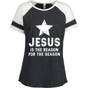 Jesus Is The Reason For The Season Christian Christmas Xmas Enza Ladies Jersey Colorblock Tee