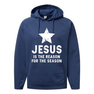 Jesus Is The Reason For The Season Christian Christmas Xmas Performance Fleece Hoodie