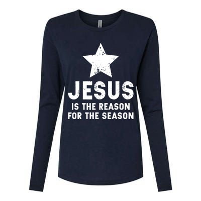 Jesus Is The Reason For The Season Christian Christmas Xmas Womens Cotton Relaxed Long Sleeve T-Shirt