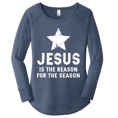 Jesus Is The Reason For The Season Christian Christmas Xmas Women's Perfect Tri Tunic Long Sleeve Shirt