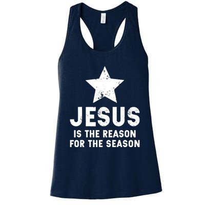 Jesus Is The Reason For The Season Christian Christmas Xmas Women's Racerback Tank