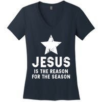 Jesus Is The Reason For The Season Christian Christmas Xmas Women's V-Neck T-Shirt