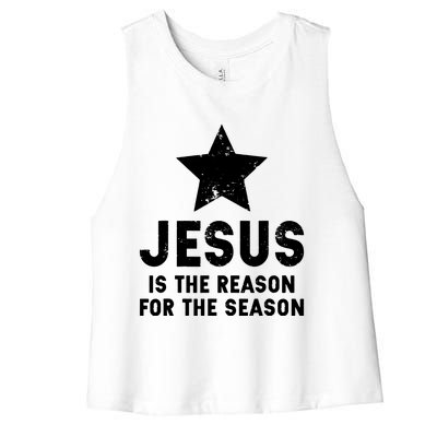 Jesus Is The Reason For The Season Christian Christmas Xmas Women's Racerback Cropped Tank