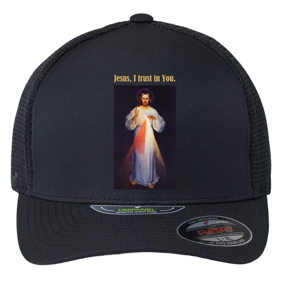 Jesus I Trust In You Divine Mercy Flexfit Unipanel Trucker Cap