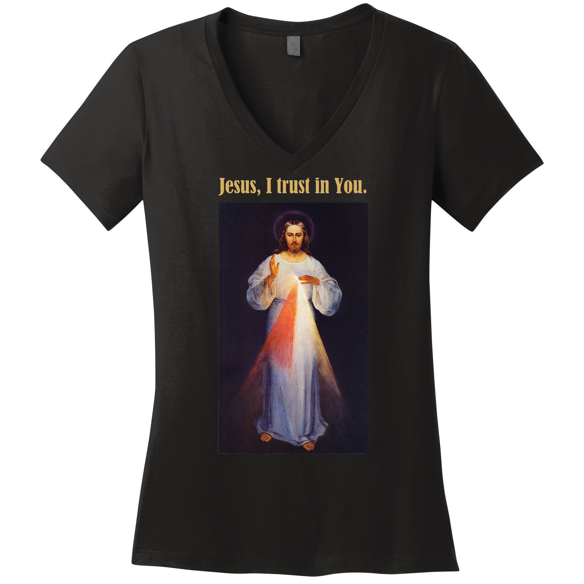 Jesus I Trust In You Divine Mercy Women's V-Neck T-Shirt