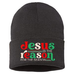 Jesus Is The Reason For The Season Christmas Christian Retro Sustainable Knit Beanie