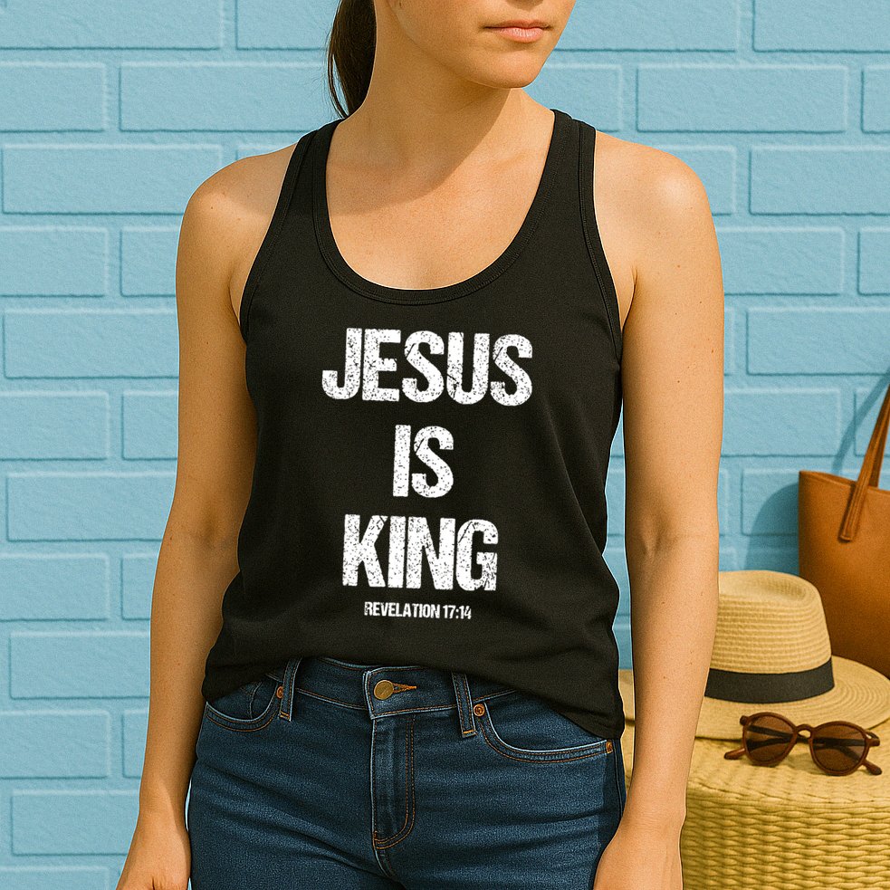 Jesus Is The King Motivational Christian Catholic Easter Womens Tank Top